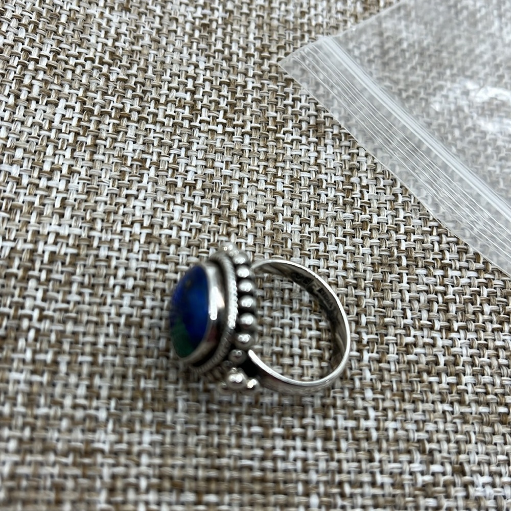 💎 Vintage 925 Silver Azurite-Malachite Ring - Size 7 - Picture 13 of 15